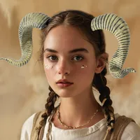 Halloween Dance Party DIY Detachable RP Bent Horn Hairband Festival Performance Headwear Accessory Handmade PU Material main image 3