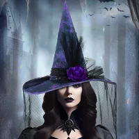 Halloween Baroque Gothic Net Witch Hat Fake Flower Queen Costume Accessory Elegant Festival Witch Hat Handmade Cloth Material main image 1