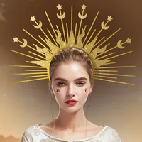 Golden Goddess Sun Moon Star Combination Hair Accessories  Style Fashion Show Role Costume Props main image 1