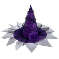 New Halloween Baroque Witch Hat With Netting Simulated Flowers Costume Accessory Gothic Queen Cosplay Women's Hat Handmade main image 5