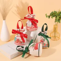 Christmas Cartoon Apple Bag Handheld Canvas Fashionable Holiday Gift Bag For Peaceful Night Apple Packaging Jewelry main image 2