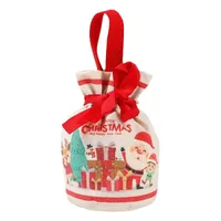 Christmas Cartoon Apple Bag Handheld Canvas Fashionable Holiday Gift Bag For Peaceful Night Apple Packaging Jewelry main image 4