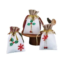 Christmas Decorative Small Cloth Bag Candy Christmas Snowman Patchwork Gold Stamping Tied Christmas Gift Bag European Style main image 5