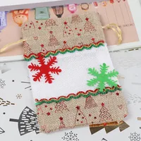 Christmas Decorative Small Cloth Bag Candy Christmas Snowman Patchwork Gold Stamping Tied Christmas Gift Bag European Style sku image 1