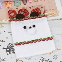 Christmas Decorative Small Cloth Bag Candy Christmas Snowman Patchwork Gold Stamping Tied Christmas Gift Bag European Style sku image 8
