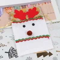 Christmas Decorative Small Cloth Bag Candy Christmas Snowman Patchwork Gold Stamping Tied Christmas Gift Bag European Style sku image 9