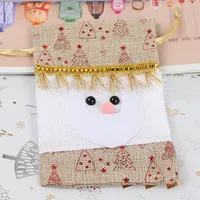 Christmas Decorative Small Cloth Bag Candy Christmas Snowman Patchwork Gold Stamping Tied Christmas Gift Bag European Style sku image 11
