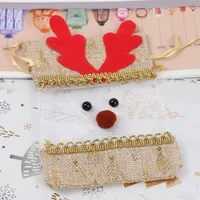 Christmas Decorative Small Cloth Bag Candy Christmas Snowman Patchwork Gold Stamping Tied Christmas Gift Bag European Style sku image 2