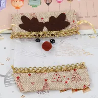 Christmas Decorative Small Cloth Bag Candy Christmas Snowman Patchwork Gold Stamping Tied Christmas Gift Bag European Style sku image 3