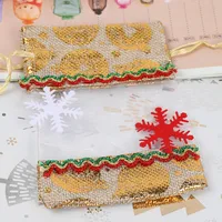 Christmas Decorative Small Cloth Bag Candy Christmas Snowman Patchwork Gold Stamping Tied Christmas Gift Bag European Style sku image 5