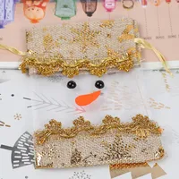 Christmas Decorative Small Cloth Bag Candy Christmas Snowman Patchwork Gold Stamping Tied Christmas Gift Bag European Style sku image 6