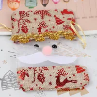 Christmas Decorative Small Cloth Bag Candy Christmas Snowman Patchwork Gold Stamping Tied Christmas Gift Bag European Style sku image 7