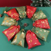 Christmas Large Size Gift Bag 50*70cm Linen Fabric Gold Stamping Storage Packaging Bag Decorative Accessories For Christmas main image 1
