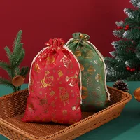Christmas Large Size Gift Bag 50*70cm Linen Fabric Gold Stamping Storage Packaging Bag Decorative Accessories For Christmas main image 3