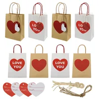 Valentine's Day Gift Bag Heart Shaped Candy Bag Paper Products Handheld Kraft Paper Bag Wedding Celebration Favor Bag main image 1
