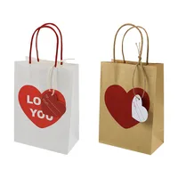 Valentine's Day Gift Bag Heart Shaped Candy Bag Paper Products Handheld Kraft Paper Bag Wedding Celebration Favor Bag main image 2