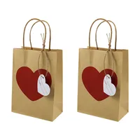 Valentine's Day Gift Bag Heart Shaped Candy Bag Paper Products Handheld Kraft Paper Bag Wedding Celebration Favor Bag sku image 1