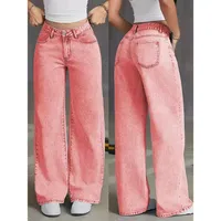 Women's Loose Fashionable Summer Denim Jeans High Waist Straight Leg Casual Style Cotton Blend Elastic Long Trousers main image 1