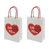 Valentine's Day Gift Bag Heart Shaped Candy Bag Paper Products Handheld Kraft Paper Bag Wedding Celebration Favor Bag sku image 2