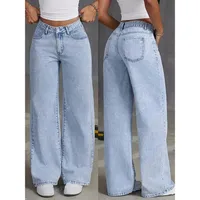 Women's Loose Fashionable Summer Denim Jeans High Waist Straight Leg Casual Style Cotton Blend Elastic Long Trousers main image 3