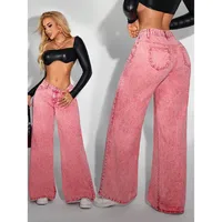 Women's Loose Fashionable Summer Denim Jeans High Waist Straight Leg Casual Style Cotton Blend Elastic Long Trousers main image 4