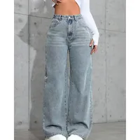 Women's Loose Fashionable Summer Denim Jeans High Waist Straight Leg Casual Style Cotton Blend Elastic Long Trousers main image 5