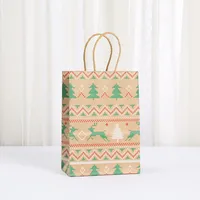 Christmas Holiday Gift Bags Convenient Handheld Shopping Packaging Bags Fashionable Kraft Paper Eco-Friendly Carry Bags main image 3