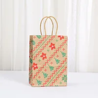 Christmas Holiday Gift Bags Convenient Handheld Shopping Packaging Bags Fashionable Kraft Paper Eco-Friendly Carry Bags main image 4