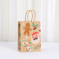 Christmas Holiday Gift Bags Convenient Handheld Shopping Packaging Bags Fashionable Kraft Paper Eco-Friendly Carry Bags sku image 2
