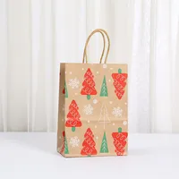 Christmas Holiday Gift Bags Convenient Handheld Shopping Packaging Bags Fashionable Kraft Paper Eco-Friendly Carry Bags sku image 7