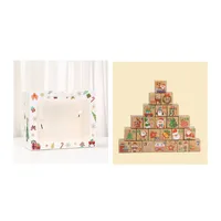 Brown Christmas Print Kraft Paper Box Foldable Gift Packaging Bag 24 Days Countdown Blind Box Fashion Minimalist Style sku image 3
