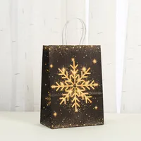Black Christmas Gift Bag Party Candy Handheld Printing Takeaway Shopping Bag Kraft Paper Bag Fashionable Stylish Material main image 3
