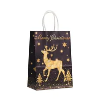Black Christmas Gift Bag Party Candy Handheld Printing Takeaway Shopping Bag Kraft Paper Bag Fashionable Stylish Material main image 5