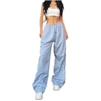 Casual Long Pants Multi-Color Elastic Waist Side Drawstring Personality Women's High Waist Straight Leg H-Shape Commute Style main image 4