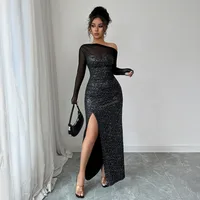 Elegant Long Sleeve Maxi Dress Women's Fashion Autumn Winter High Waist Bodycon Dress European Style Street Style Sequin Design main image 4