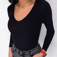 Slim Fit V-Neck Knitwear Women's Fashionable Inner Wear Autumn Winter Polyester Long Sleeve Commute City Style Knitted Sweater main image 4