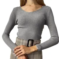 Slim Fit V-Neck Knitwear Women's Fashionable Inner Wear Autumn Winter Polyester Long Sleeve Commute City Style Knitted Sweater main image 5