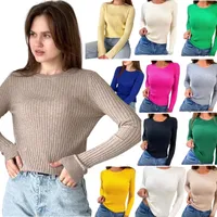 Slim Fit Long Sleeve Round Neck Knitted Sweater Women's Autumn Winter Inner Wear Base Shirt Top City Style Commute Fashion main image 1
