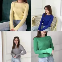 Slim Fit Long Sleeve Round Neck Knitted Sweater Women's Autumn Winter Inner Wear Base Shirt Top City Style Commute Fashion main image 2