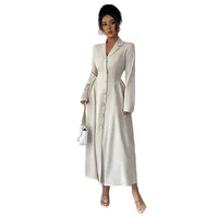 Elegant Long Sleeve Long Dress Women's Fashion Deep V Neck Dress Autumn Winter Season High Waist A-Line Skirt Street Style main image 5