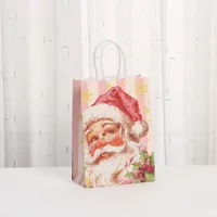 Pink Kraft Paper Shopping Bag Party Candy Gift Bag Takeaway Christmas Handbag Fashionable Eco-Friendly Packaging Bag main image 2