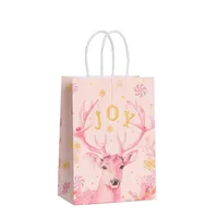 Pink Kraft Paper Shopping Bag Party Candy Gift Bag Takeaway Christmas Handbag Fashionable Eco-Friendly Packaging Bag main image 5