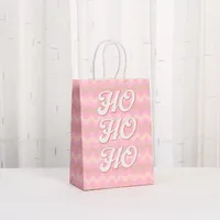 Pink Kraft Paper Shopping Bag Party Candy Gift Bag Takeaway Christmas Handbag Fashionable Eco-Friendly Packaging Bag sku image 4