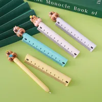 Creative Water-Based Pen With Ruler Student Writing Tool Office Measuring Signing Pen Purple Blue Yellow Plastic Material main image 3