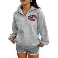 Women's High Collar Long Sleeve Sweatshirts Casual Sporty Style Autumn Winter Fashionable Streetwear Knitted Polyester Blend main image 5