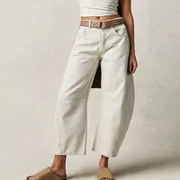 Loose Wide Leg Women's Jeans Casual High Waist Straight Cut Drapey Washed Denim Pants New Style Long Trousers sku image 15