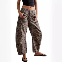 Fashionable Casual Wide Leg Women's Jeans Loose Fit Long Trousers Washed Effect Straight Cut Pants Mid Waist Street Style main image 3
