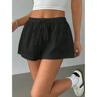 Casual Drawstring Women's Shorts Summer New Pure Color Versatile Shorts Comfortable Elastic Fabric Five-Quarter Length Workwear sku image 7
