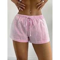Casual Drawstring Women's Shorts Summer New Pure Color Versatile Shorts Comfortable Elastic Fabric Five-Quarter Length Workwear sku image 19