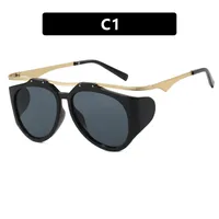 High-End Personality Street Style Sunglasses Women's Fashion Travel UV Protection Black Full Frame Glasses Hip Hop Streetwear sku image 1